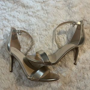 Nine West Gold Strappy Heels | Open Toe | Size 8